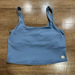 Vuori Daily Crop Tank Top Women's XL Built-in-Bra Blue VW1027 Gym Athleisure